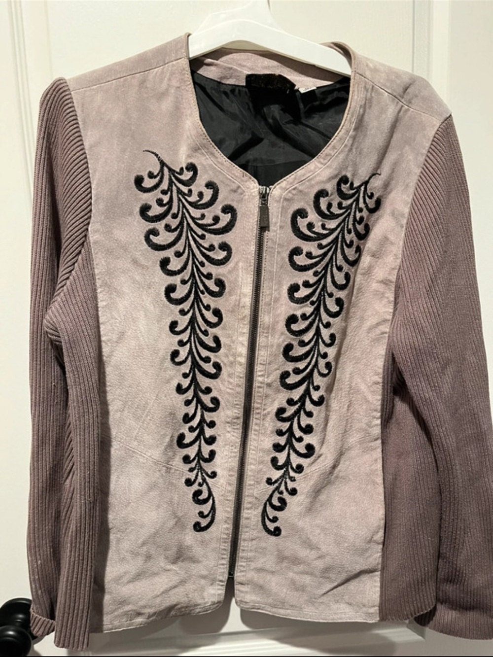 Bob Mackie Women's Embroidered Zip-Front Jacket in Dusty Mauve